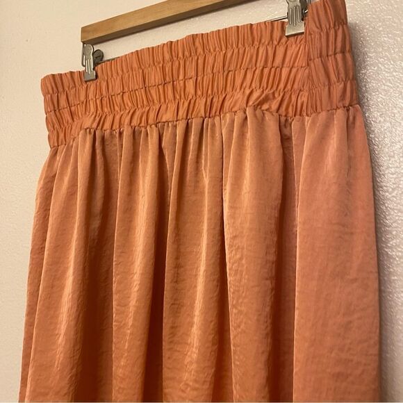 Lane Bryant Hi-Low pull on Coral peach Skirt silky Crinkle lightweight 18-20 New - Picture 4 of 11